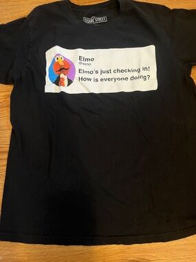 Sesame Street Elmo Graphic Tee - Black with Red and Purple Accent